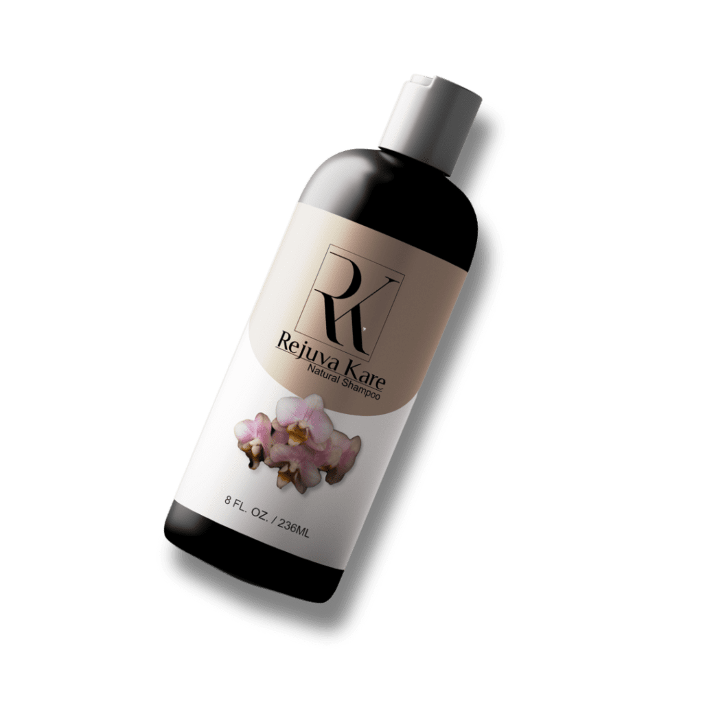 Rejuva Kare natural shampoo bottle.